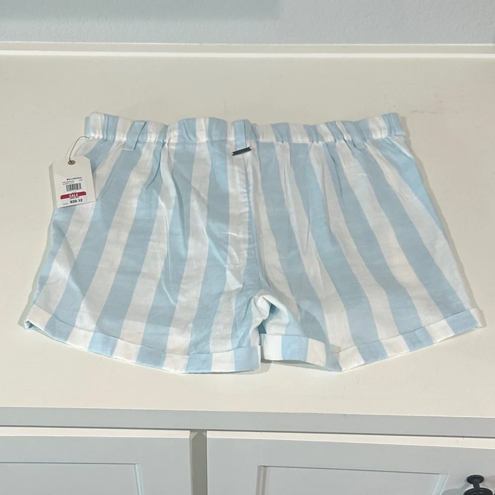 Striped Blue and White Women's Shorts - Picture 3 of 3